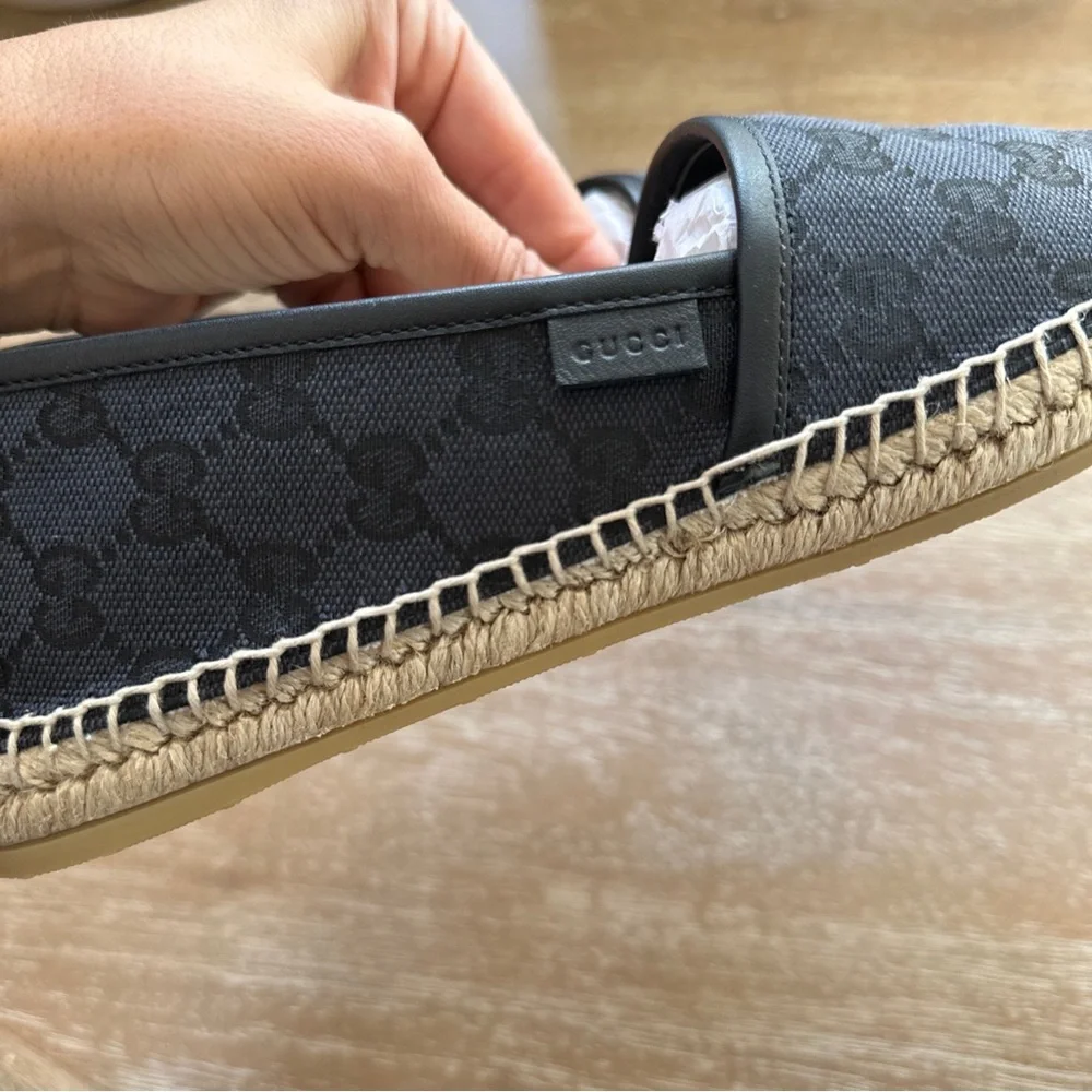 Gucci GG Canvas Espadrille Black Size 39.5